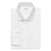 Calvin Klein Mens Button Down Shirt Slim Fit Herringbone White 17.5 / 34-35