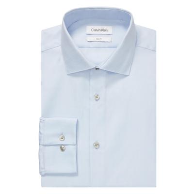 Calvin Klein Mens Slim Fit Button Down Dress Shirt Steel Blue 17 32 33