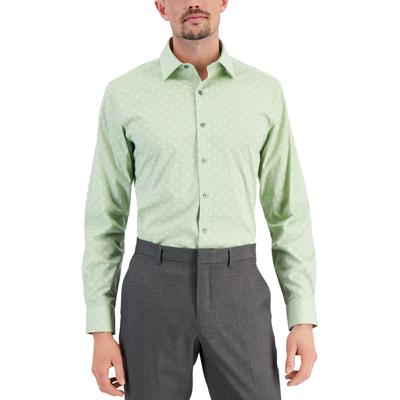 Alfani Mens Long Sleeve Button Down Dress Shirt Sage Green 16.5 32 33