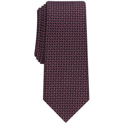 Alfani Mens Slim fit Tie Necktie One Size Berry Purple Geometric