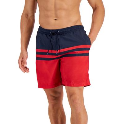 Club Room Mens Quick Dry Performance Stripe 7" Swim Trunks Red 2XL