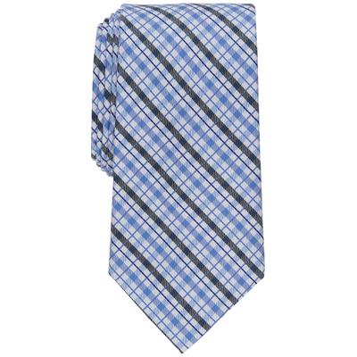 Club Room Mens Classic Plaid Black Blue Tie