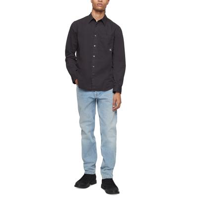 Calvin Klein Men's Garment-Dyed Pocket Button-Down Shirt Small Black