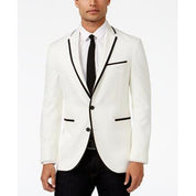 Kenneth Cole Reaction Mens Dinner Jacket 38S Slim-Fit White with Black Trim