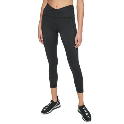 Dkny Women Regular fit Crossover High Waisted Leggings XS Black Solid