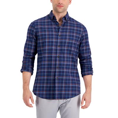 Club Room Men's Brushed Plaid Shirt Navy XL