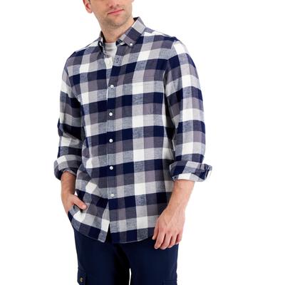 Club Room Men's Plaid Flannel Shirt  Dark Blue Xxl
