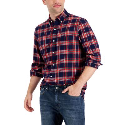 Club Room Men's Plaid Flannel Shirt Navy Xl