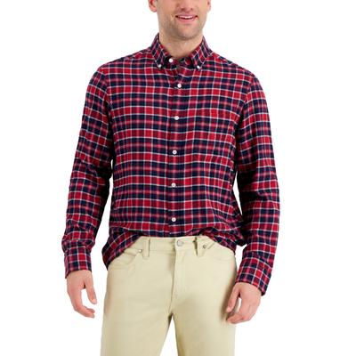 Club Room Flannel Plaid Button Down Shirt Red XL