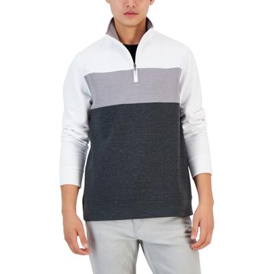 Club Room Men's Colorblocked Quarter-Zip Fleece Sweatshirt Large Bright White