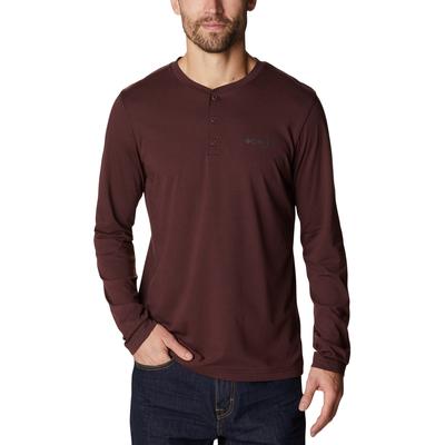 Columbia Mens Thistletown Hills Logo Henley Long Sleeve T Shirt Elderberry Black Large
