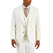 Tayion Mens Classic fit Suit Jacket Blazer 46 L White Herringbone