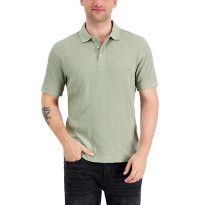 Alfani Mens Stretch Textured Stripe Polo Shirt Green 2XL