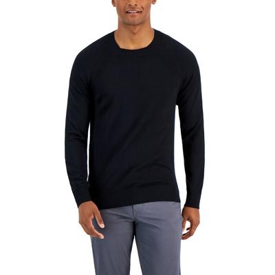 Alfani Mens Ribbed Raglan Sweater Deep Black Small