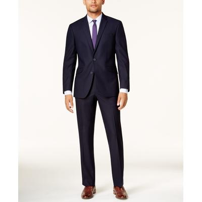 Kenneth Cole Mens Slim fit 2 Piece Suit 40 R / 33 Waist Navy Blue Solid Stretch