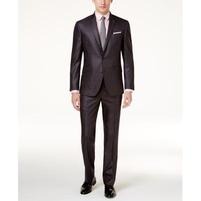 Kenneth Cole Mens Slim fit 2 Piece Suit 48 R / 42 Waist Dark Grey Solid Stretch