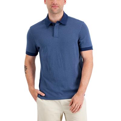 Alfani Mens Jacquard Polo Shirt Blue 2XL