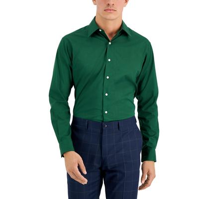 Club Room Mens Regular fit Dress Shirt Small 14-14.5 Long Sleeve Green Solid