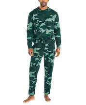 Nautica Mens Waffle Shirt Pajama Pants Set Tidal Green Camo Large
