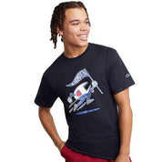 Champion Mens Classic Standard-Fit Logo Graphic Short Sleeve T-Shirt Navy Medium