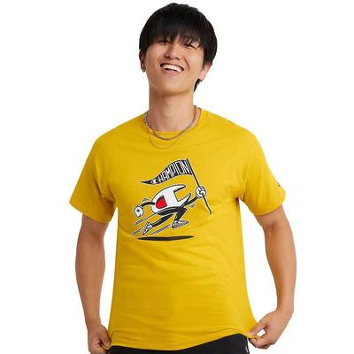 Men's Champion Animated Flag Post Graphic Tee Xl Yellow Xl