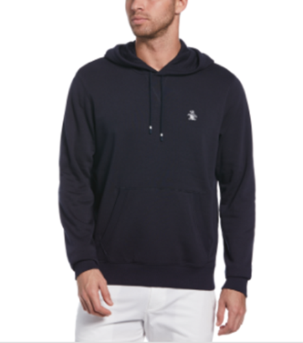 Original Penguin Men's Slim-Fit Floral Stamp Fleece Hoodie Sapphire Blue Large