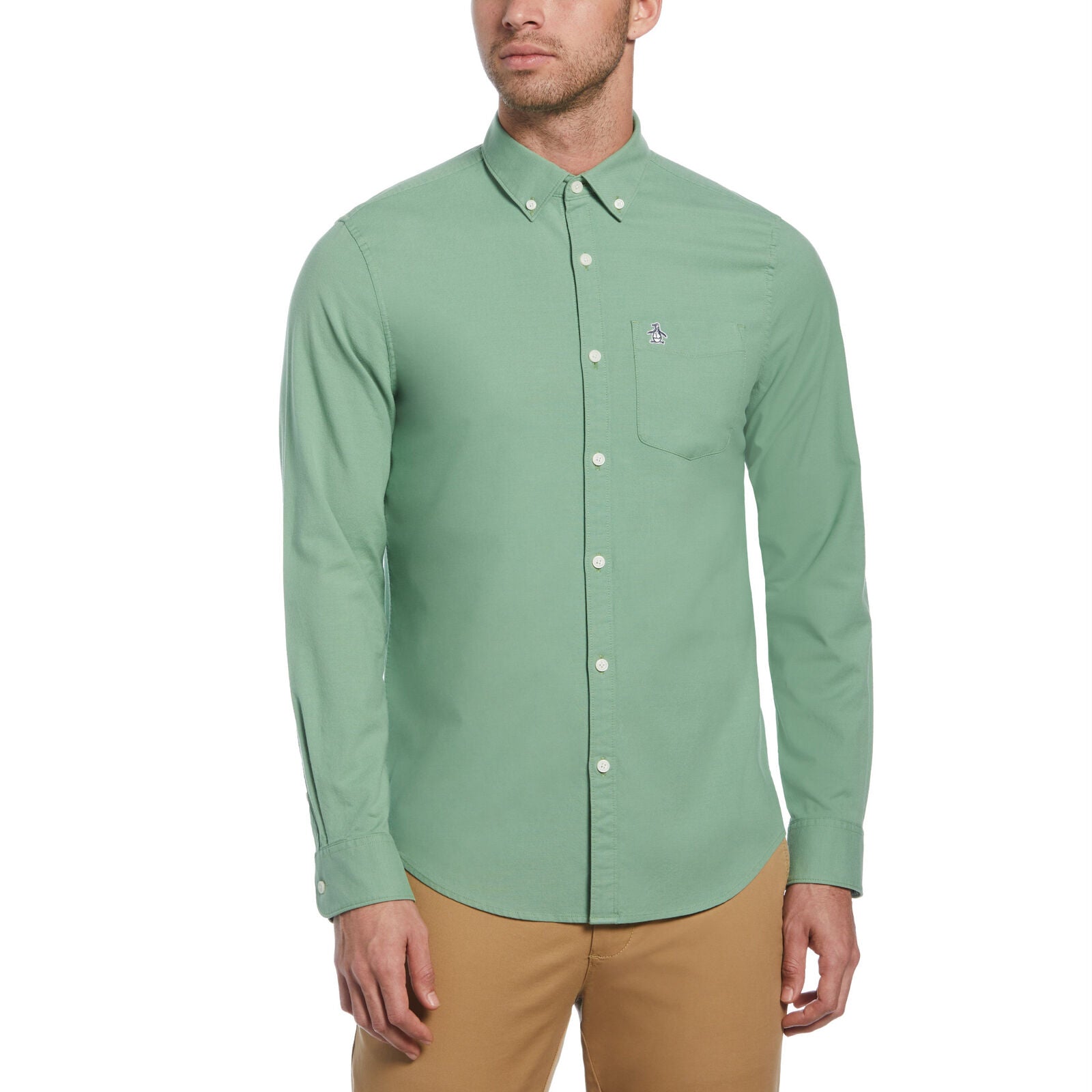 Original Penguin Slim-Fit Woven Long-Sleeve Oxford Shirt Kashmir Green Small