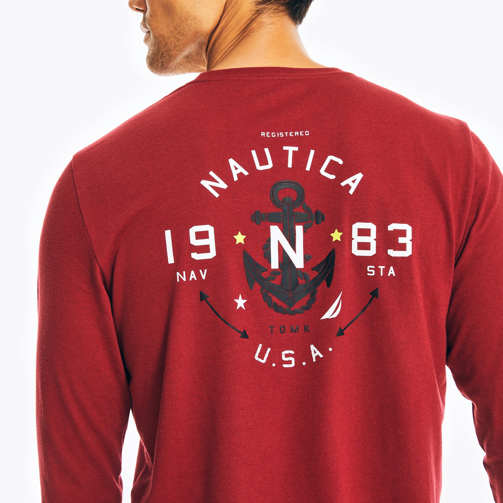 Nautica Men's Red Graphic Longsleeve Tshirt Large