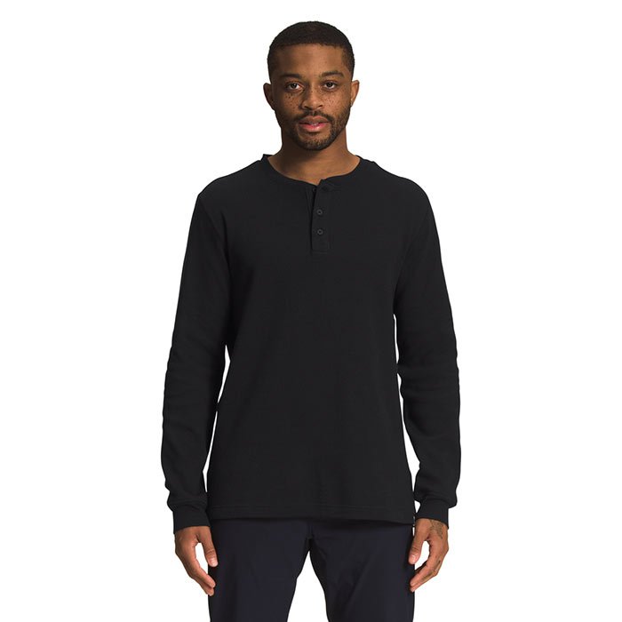 The North Face Waffle Long Sleeve Henley Shirt Black Medium Black
