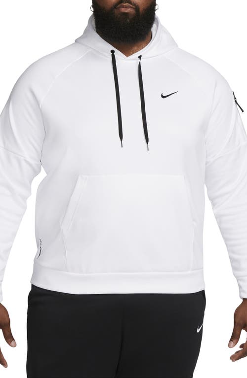 Nike Men's Therma fit Long Sleeve Logo Hoodie Sweatshirt White Black Small