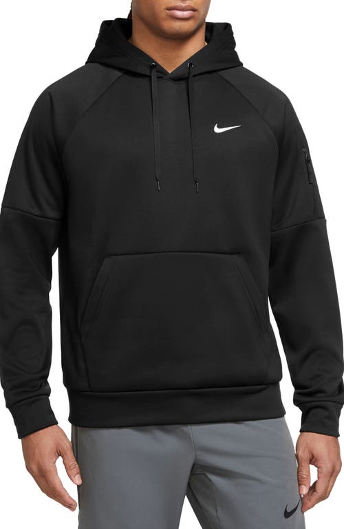 Nike Mens Therma-FIT Hoodie Sweatshirt XL Tall Black / White Logo