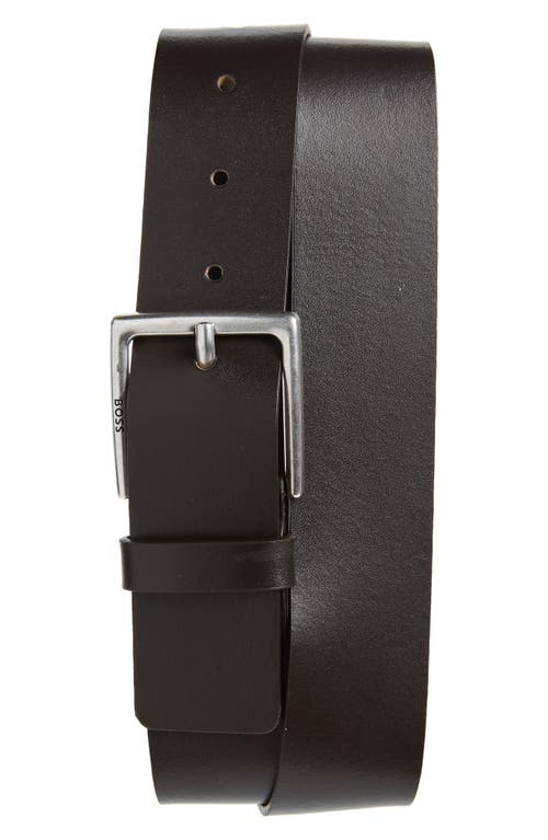 HUGO BOSS Men's Rummi Logo Leather Belt Dark Brown Size 40