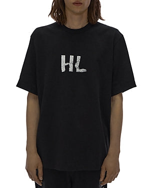 Helmut Lang Crumple Logo Print Tee Black Small