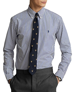 Polo Ralph Lauren Men's Slim Fit Striped Button Down Shirt Blue White Medium