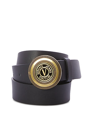 Versace Jeans Couture Men's Vitello Leather Belt 37 in / 95 CM Black