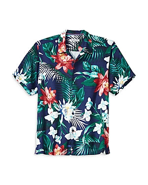 Tommy Bahama Men's Crescent Grove Silk Camp Shirt Navy Xl