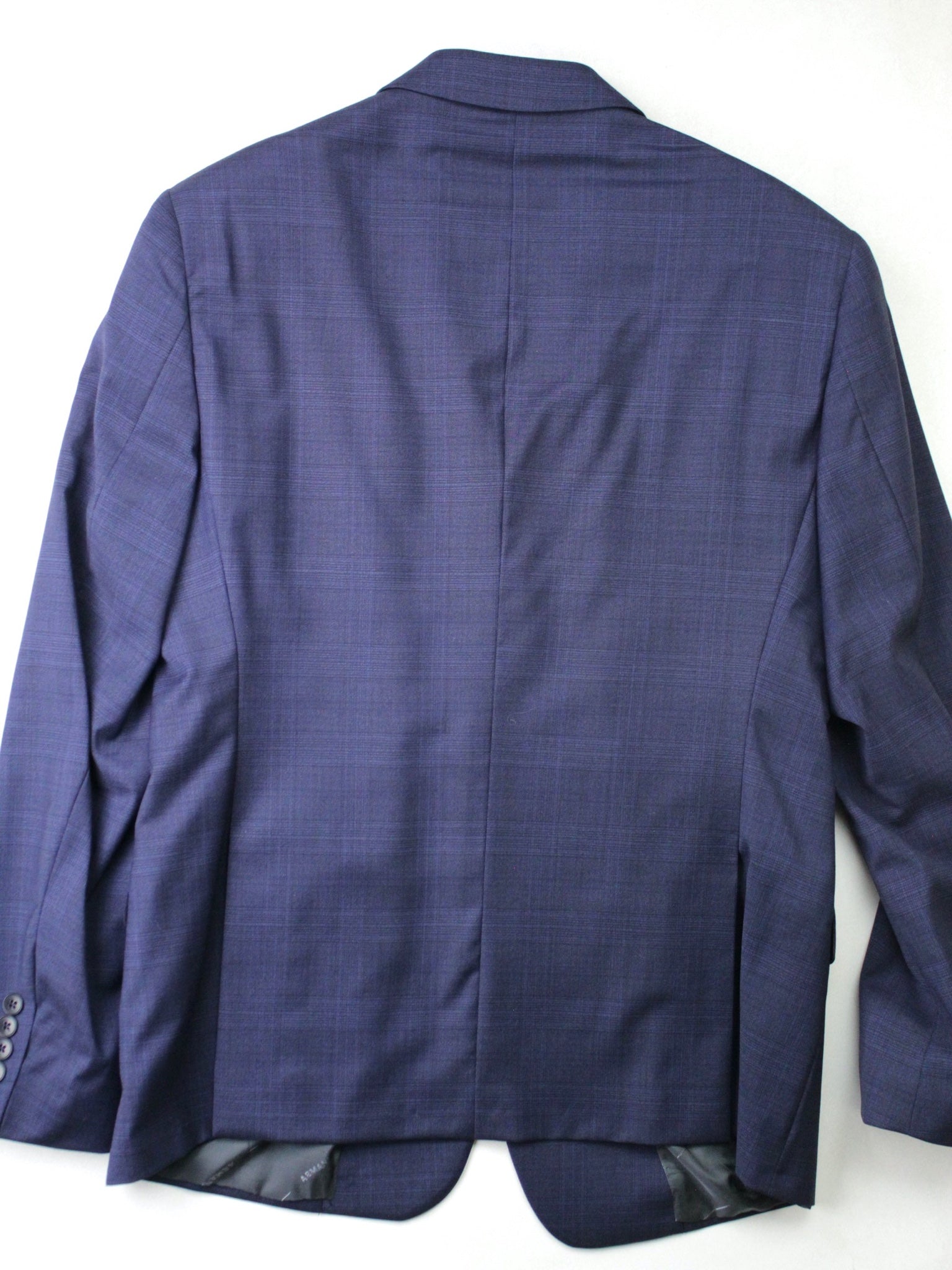 AX Armani Exchange Mens Slim Fit Wool Suit Jacket Navy Plaid 42L