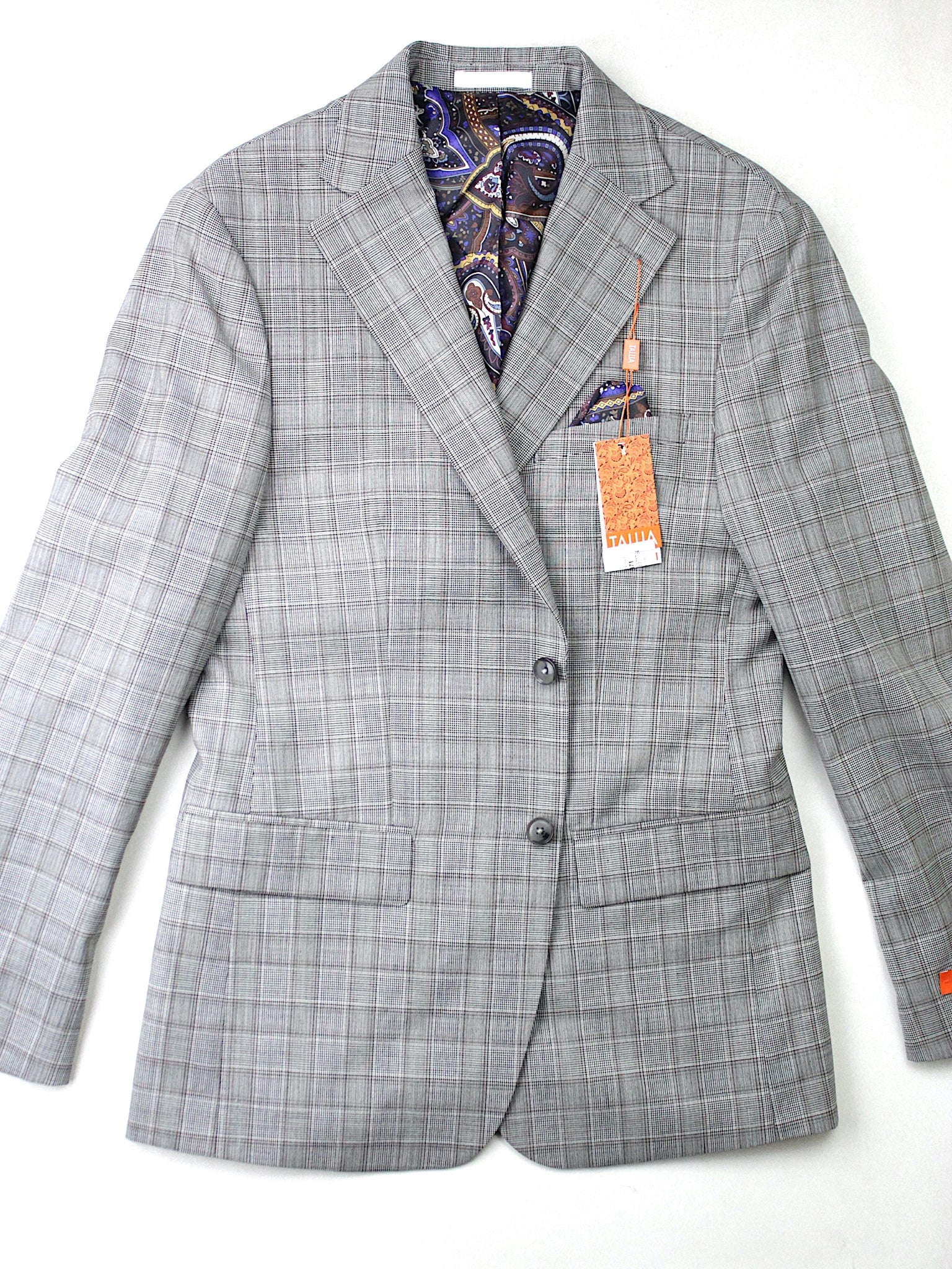 Tallia Mens Slim fit Suit Jacket Blazer 40 S Brown Plaid