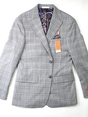 Tallia Mens Slim fit Suit Jacket Blazer 48 R Brown Plaid