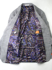 Tallia Mens Slim fit Sport Coat Blazer 38 R Grey Plaid