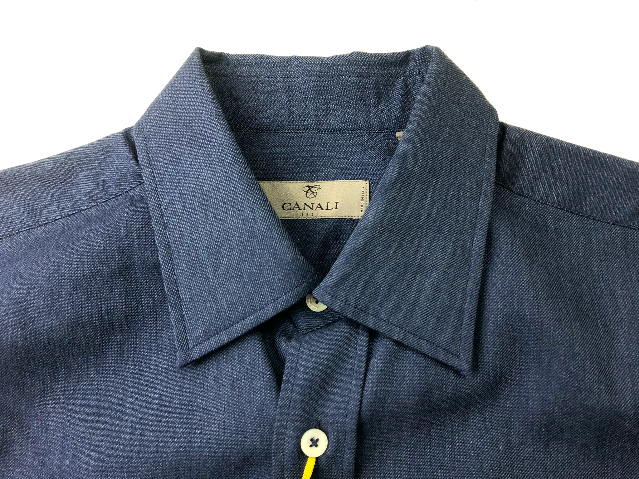 Canali Mens Modern Fit Sport Dress Shirt Large Blue Plaid