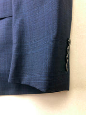 AX Armani Exchange Mens Slim Fit Wool Suit Jacket Navy Plaid 42L