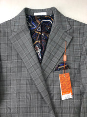 Tallia Mens Slim fit Sport Coat Blazer 38 R Grey Plaid