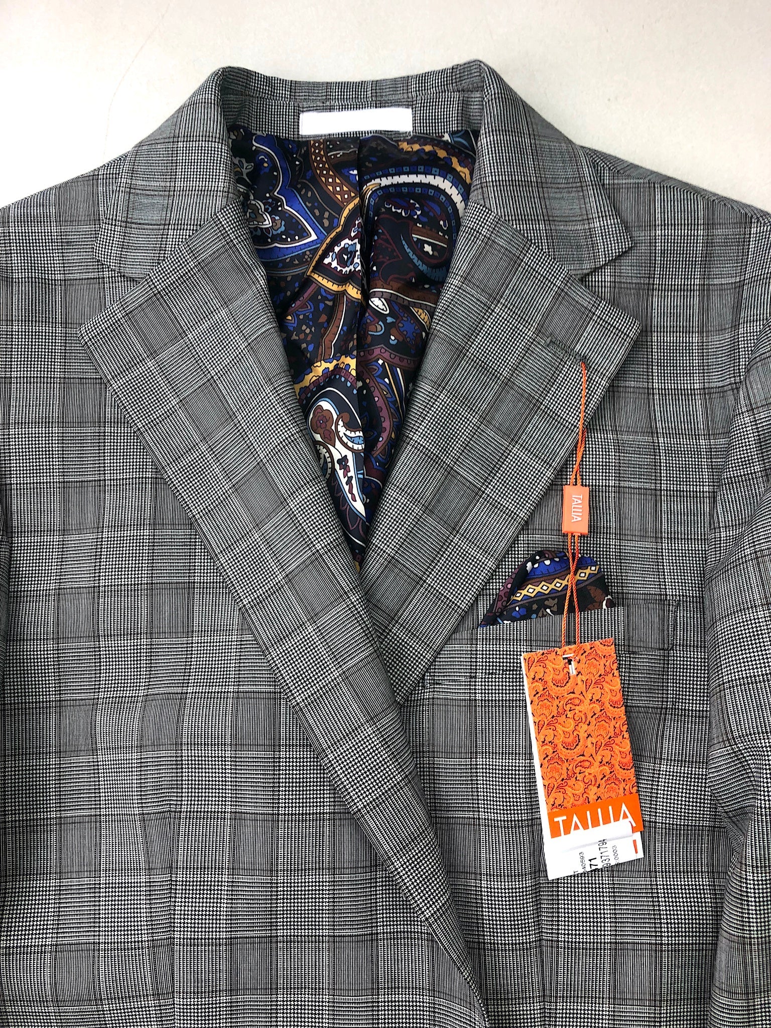 Tallia Mens Slim fit Suit Jacket Blazer 48 R Brown Plaid