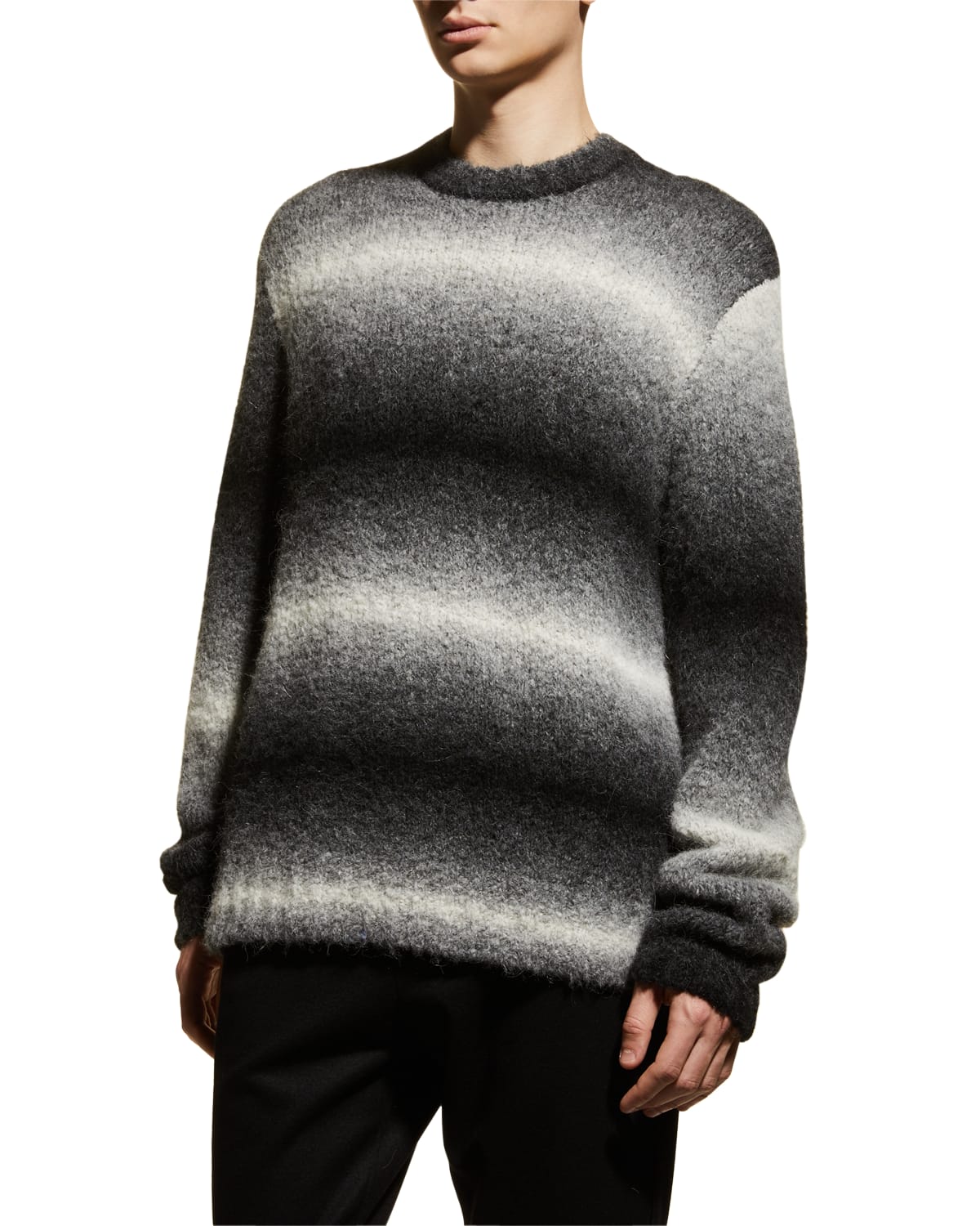 Vince Mens Regular fit Long Sleeve Alpaca Crewneck Sweater XL Black White