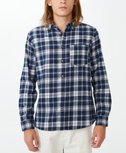 Cotton On Mens Button Down Shirt Blue Grid Medium