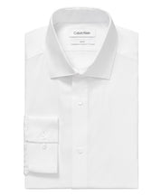 Calvin Klein Mens Button Down Shirt Slim Fit Herringbone White 17.5 / 34-35