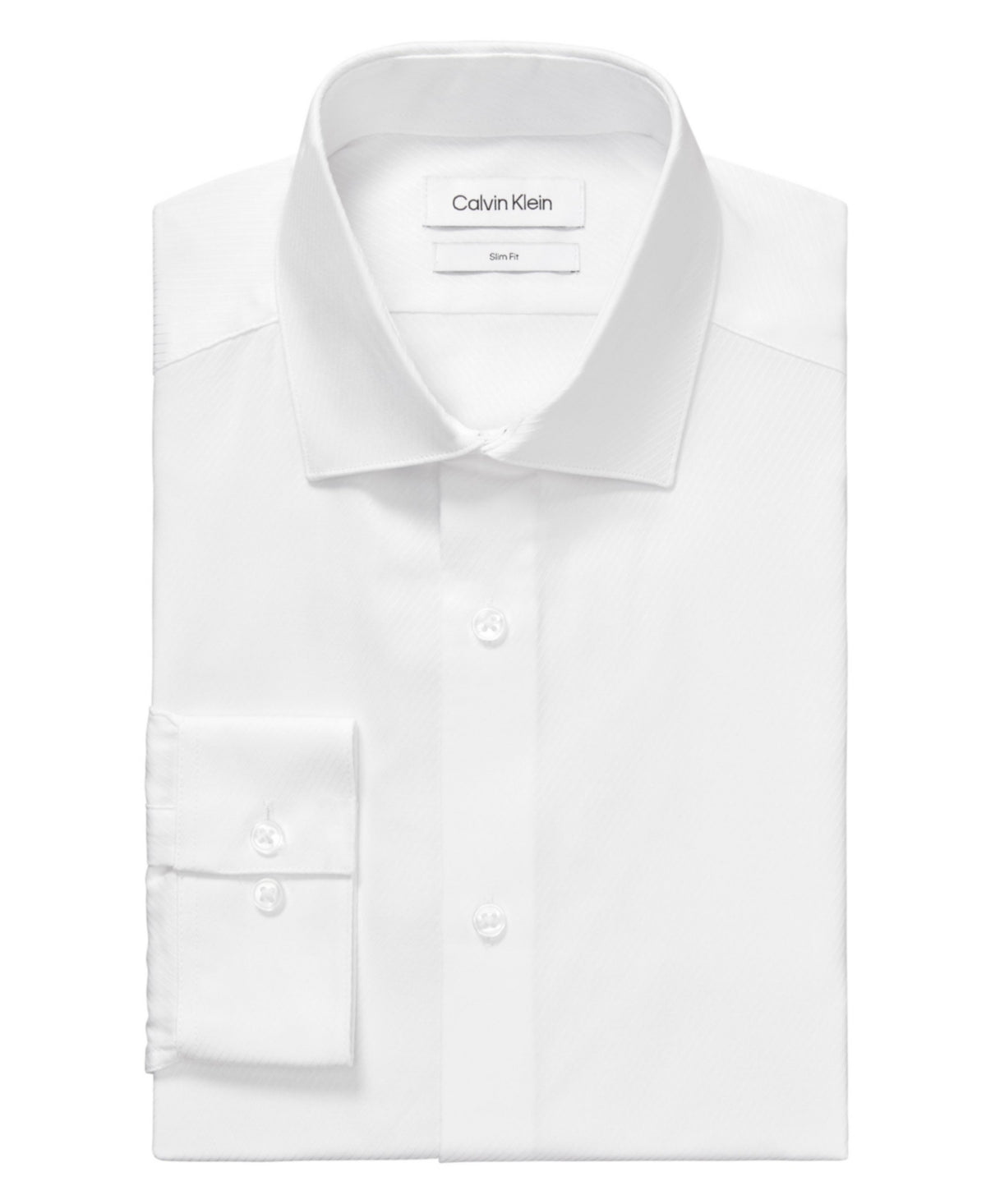 Calvin Klein Men's White Steel Slim Fit Herringbone Dress Shirt 15.5 34 - 35