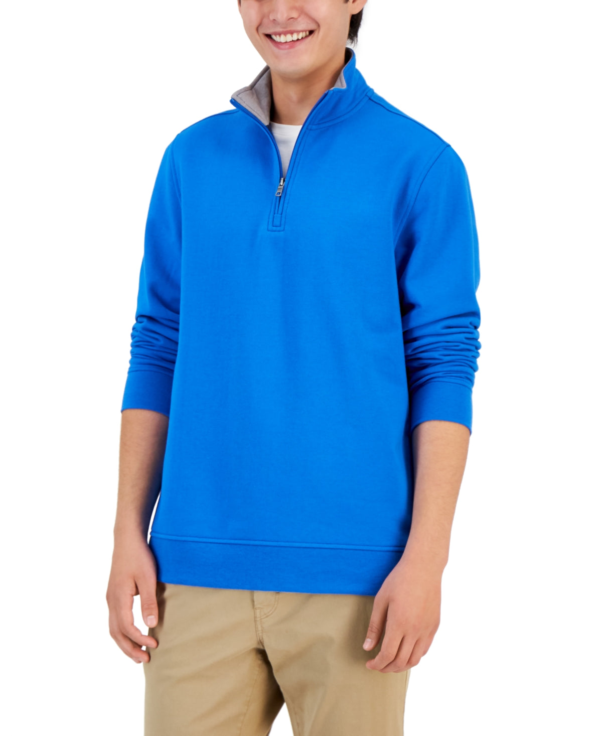 Club Room Men's Cozy Quarter Zip Sweatshirt Small Blue