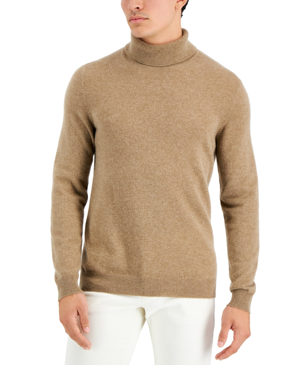 Club Room Mens Cashmere Turtleneck Sweater Dark Natural Heather Brown 2XL